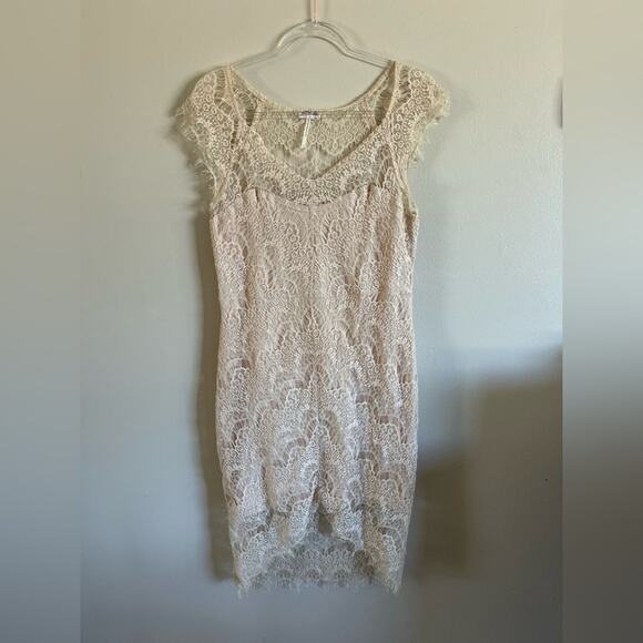 Free People Intimately Cream Lace Dress – Size L (8) - Picture 1 of 9